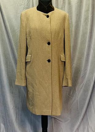 Винтажное женское шерстяное пальто bogner, бежевое, размер м