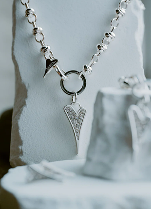 Miss dee посеребренное колье с бриллиантами в форме сердца, 46 см