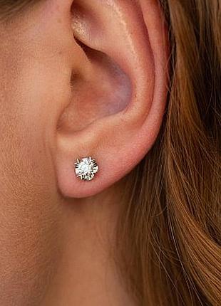 Сережки пусети з кристалом цвяшки кристали