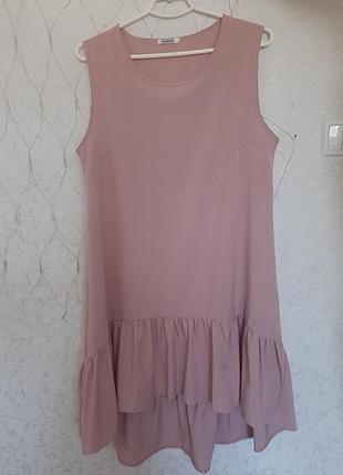 Платье женское, на жаркое лето, пошив трапеция, низ платья волан. цвет пудровый.платье подходит как для праздника так и на каждый день.