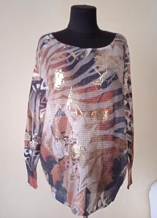 Джемпер кофта с золотистым напылением спереди италия