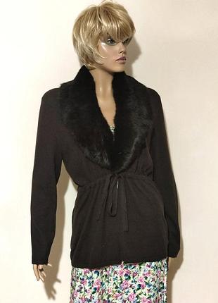 Frank walder дизайнерский кардиган накидка  из смесового шерсти с меховым воротником /12526/