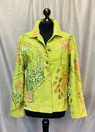 Indigo moon, женская зеленая и красочная куртка с узорами, пэчворк