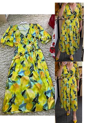 Яскрава довга атласна сукня на запах ,topshop,p.10