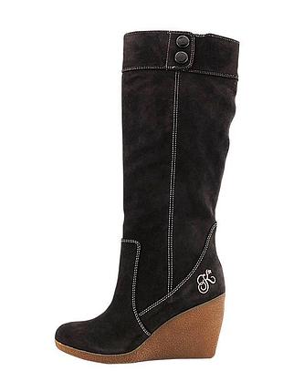 Замшеві високі чоботи танкетка killah широкі халяви 41р