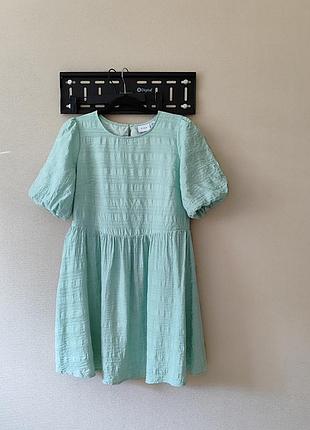 Летнее платье с рукавами фонариками ментолового цвета vila