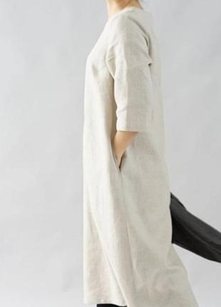 Натуральна вільна сукня міді льон 100% masia