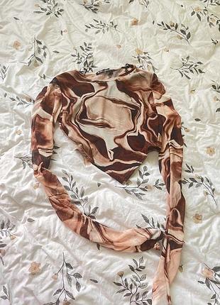 Шифонова кофта топик літня коричневого кольору жіночий одяг
