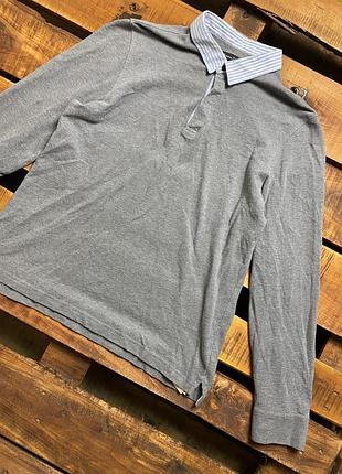 Мужская хлопковая кофта (лонгслив) massimo dutti (массимо дутти лрр идеал оригинал серая)