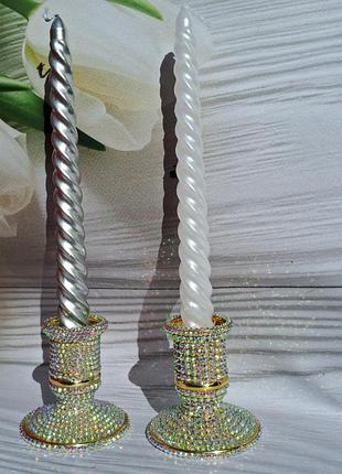 Праздничный подсвечник,весильный подсвечник в стразах, подсвечник