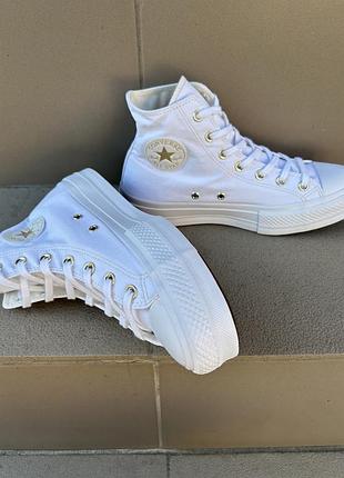 Високі білі кеди высокие белые кеды на платформе оригинал converse chuck taylor 41,5-42p