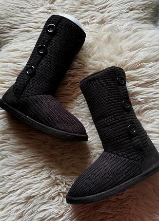 Вязаные сапоги угги зимние женские вязаные сапоги текстиль