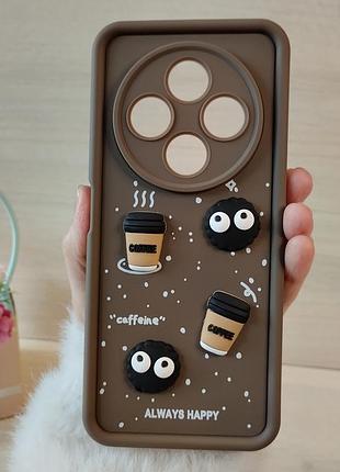 Чохол для xiaomi redmi 14c силіконовий з 3-d наклейками на сяомі редмі 14с tpu toys case (коричневий)