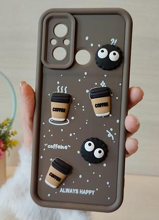 Чохол для xiaomi redmi 12c силіконовий з 3-d наклейками tpu toys case (кавовий)