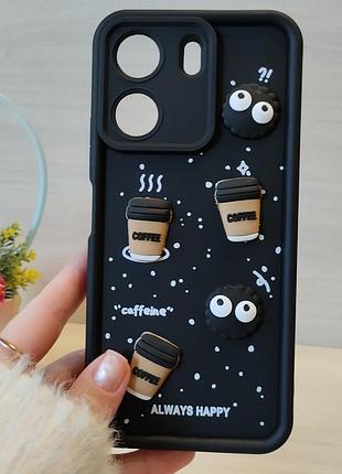 Чохол для poco c65 силіконовий з 3-d наклейками tpu toys case (чорний)