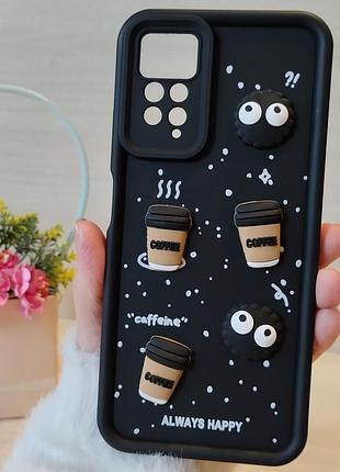 Чохол для xiaomi redmi note 11 pro силіконовий з 3-d наклейками tpu toys case (чорний)