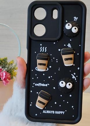 Чохол для xiaomi redmi 13c 4g силіконовий з 3-d наклейками tpu toys case (чорний)