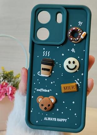 Чохол для xiaomi redmi 13c 4g силіконовий з 3-d наклейками tpu toys case (зелений)