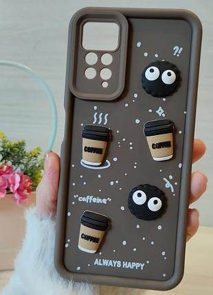 Чохол для xiaomi redmi note 11 pro силіконовий з 3-d наклейками tpu toys case (коричневий)