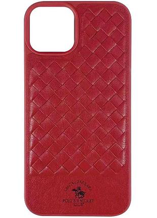 Шкіряний чохол polo santa barbara для apple iPhone 14 pro max рожевий (6.7") red