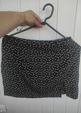 Красивая летняя мини юбка в принт сердечка 🤎 размер м