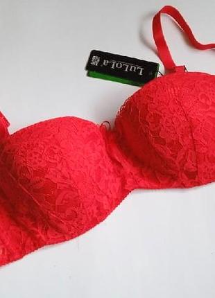 Бюстгальтер тонкий поролон 75в 80в 85в красный lulola лифчик анжелика балконет 731784