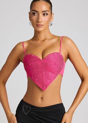 Блискучий топ серце все в камінцях