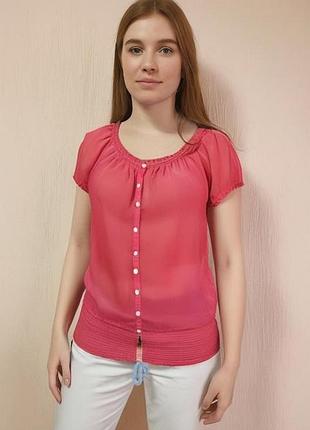259. яркая розовая блуза модного американского бренда hollister