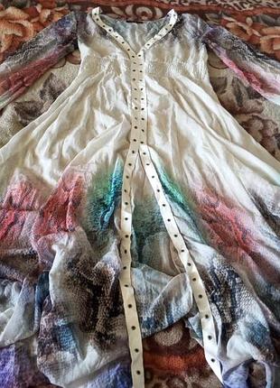 Брендовый нарядный легкий обдушной сарафан платье платья roberto cavalli р-р м замер2 фото