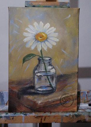 Ромашка в банці • олійний живопис 20×30