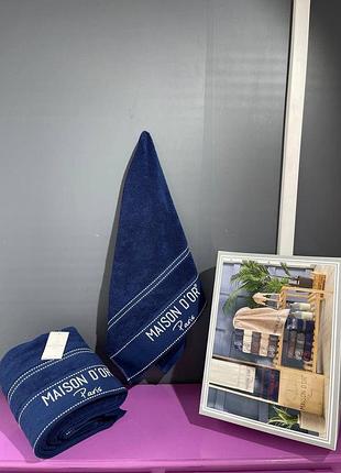 Набір рушників maison d'or navy/white 50*100; 85*150
