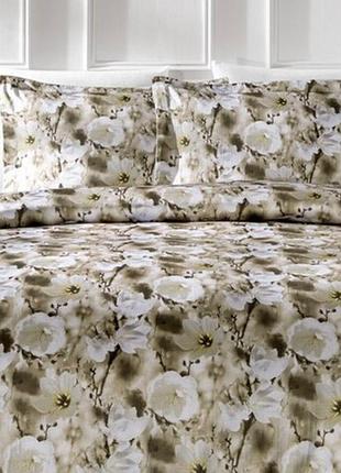 Постельное белье tivolyo home dreamy bej делюкс сатин жатый шёлк евро