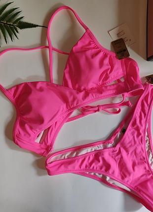 Яскравий купальник з бразиліанами pink victorias secret