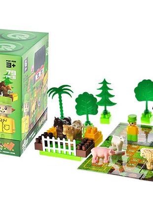 Конструктор "block&steps: весела ферма" + ходилка і меморі гра 3в1, 79дет. qb300-005 qbee