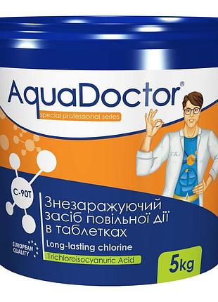 Хлор для бассейна длительного действия aquadoctor c-90t 5кг