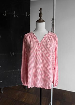 Tommy hilfiger womens long sleeve blouse top printed v-neck жіноча блуза, топ з довгим рукавом