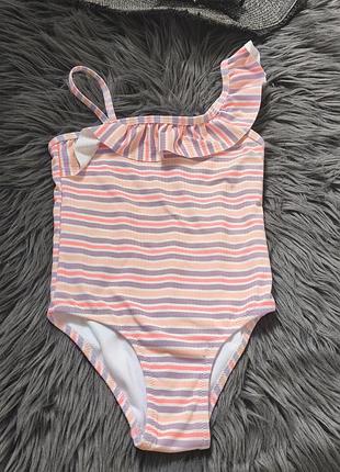 Слитный купальник в рубчик рюшами на одно плечо бразильяно