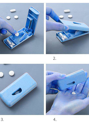 Резак для таблеток, футляр для лекарств, органайзер дорожный, синий, размер 8 на 4 на 1, 8 см, 1 шт