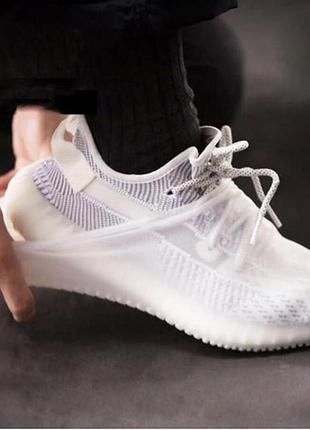 Багаторазові бахіли-чохли l (41-45 розмір) для взуття силіконові від води та бруду. колір: білий