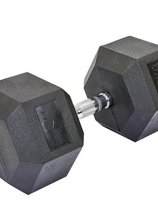 Гантель суцільна шестигранна гексагональна гумова zelart sc-8013-40 1 шт 40 кг чорний