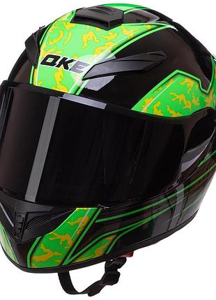 Мотошлем интеграл (full face) qke m-3832 m-xl черный-салатовый