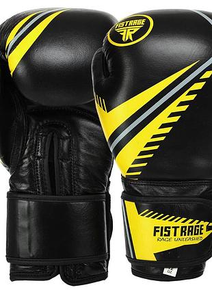 Рукавиці боксерські fistrage vl-9355 10-14 унцій чорний-жовтий