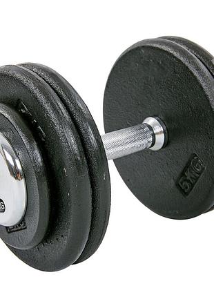 Гантель цельная профессиональная стальная окрашенная record ta-7231-25 1шт 25кг черный