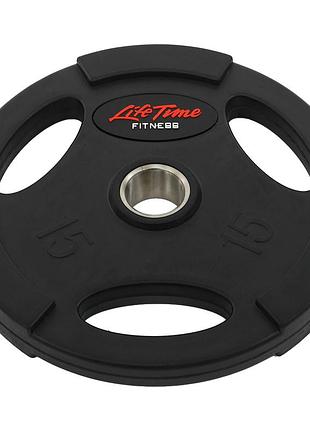 Блины диски обрезиненные с тройным хватом и металлической втулкой life fitness sc-80154b-15 51мм 15кг черный