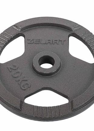 Диски сталеві пофарбовані з потрійним хватом zelart ta-7791-20 51 мм 20 кг сірий