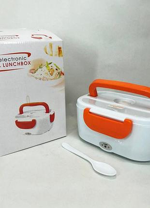 Ланч бокс електричний із підігрівом lunch heater 220v pro, контейнер для їжі з відсіками. колір: помаранчевий    2fg4