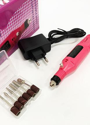 Ручний фрезер для нігтів smartus cbm-033 для манікюру та педикюру в домашніх умовах. колір: рожевий    2fg4