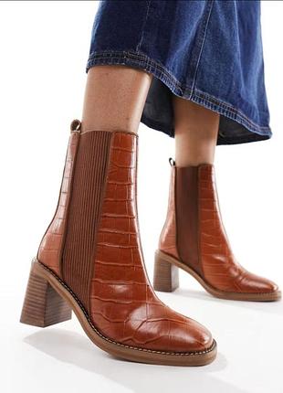 Новые кожаные сапоги сапоги осенние коричневые рыжие asos