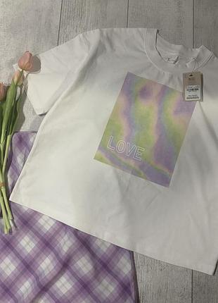 Натуральна біла бавовняна футболка tu з принтом розмір м