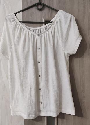 Блуза женская, белая летняя блузка 46-48 размер